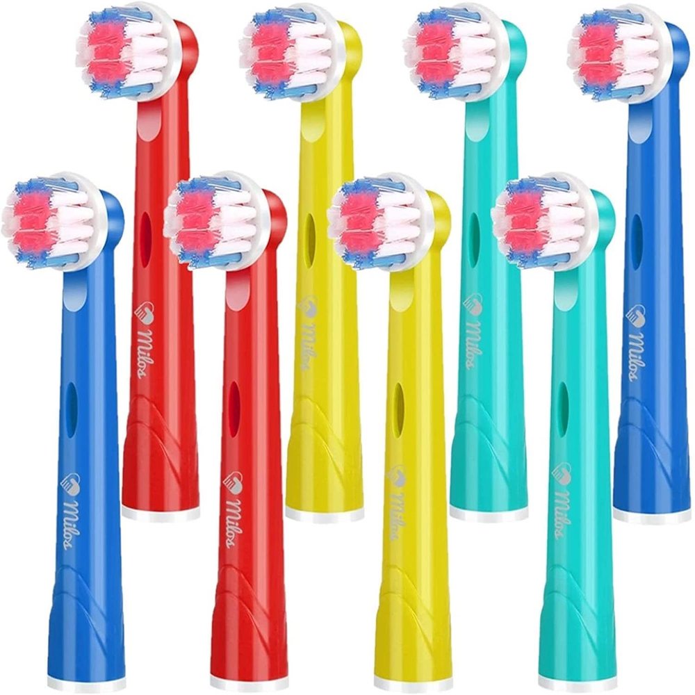 Milos Compatible Oral B Kids Replacement Brush Heads / 8 Pack of Kids Electric Toothbrush Heads / Compatible Kids Oral B Replacement Brush Heads