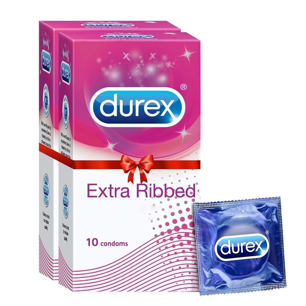 Durex Condoms, Extra Ribbed- 10s (Pack of 2)