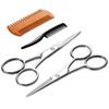 TecUnite 4 Pieces Beard and Mustache Trimmer Set Mustache Combs and Scissors Beard Grooming Kit with Storage Bag view 1