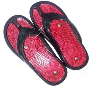 ACi Acupressure Health Care India Massage Slippers Leg Foot Massager for Men and Women - Red (Free Size)