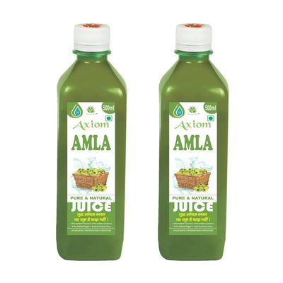 Jeevanras Axiom Amla Juice| Helps to improve Eyes and Hair | Goodness of Amla | Improves Digestion System | No Added Sugar - 500 ml (Pack of 2)