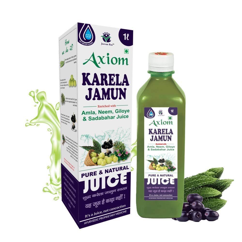 Axiom Karela Jamun Juice - 1Ltr (Pack of 2) | Helps to Control Blood Sugar Level | Cholestrol Care Juice | Enriched with Pure & Natural Karela and Jamun Herbs |Diabetic Care