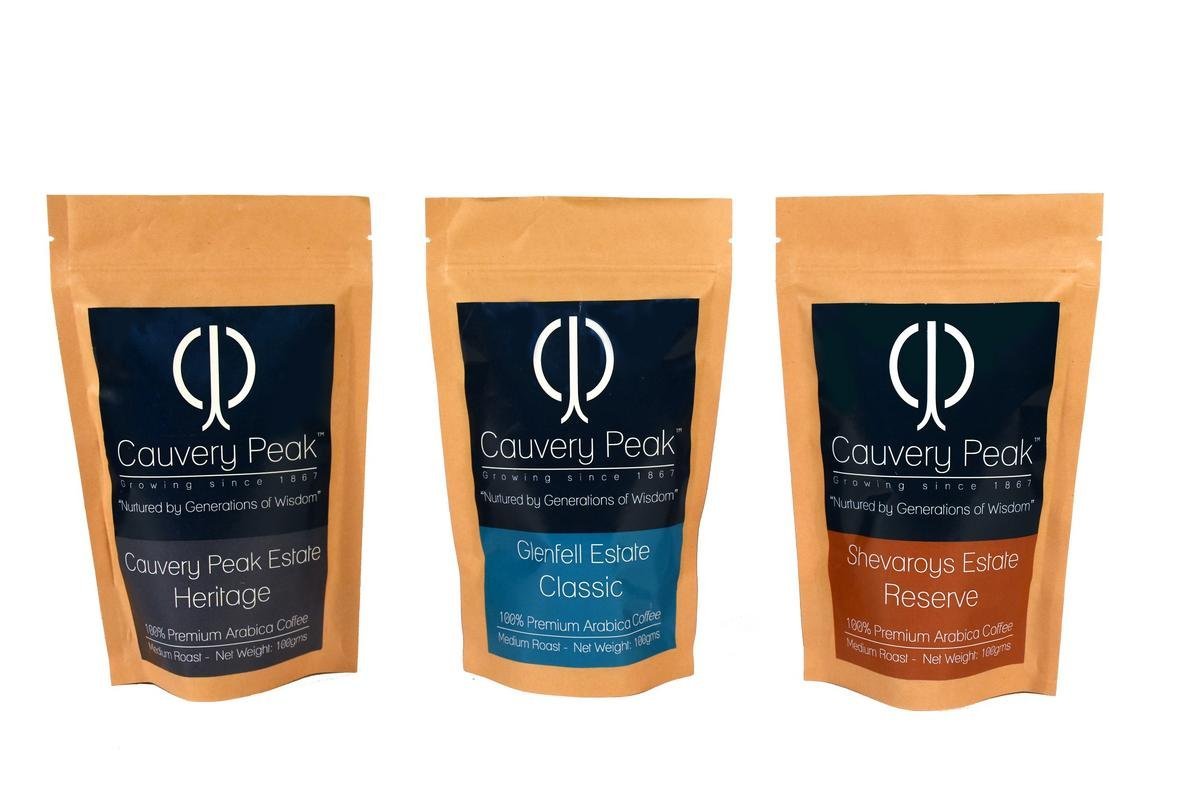 Cauvery Peak Arabica Sampler Pack 3 x 100 Grams (Medium Roast, Whole Beans)