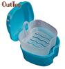 NavaFresh Basics Blue: Denture Bath Box Case Dental False Teeth Storage Box with Hanging Net Container 0325B5Down td128 view 1