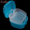 NavaFresh Basics Blue: Denture Bath Box Case Dental False Teeth Storage Box with Hanging Net Container 0325B5Down td128 view 2
