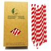 BOFA Eco Tableware Bright Red and White Stripes Barber Drinking Paper Straws Biodegradable Food Grade, 7.75 Inch Light Red Stripes for Daily Use,Pajitas para Beber (100 Pack) view 1