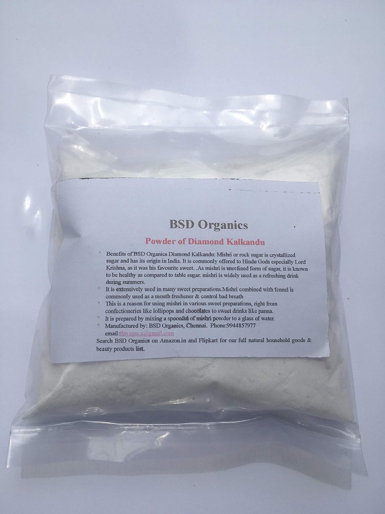 BSD Organics Powder of Diamond Kalkandu/Mishri/Rock Sugar for Lollipops, chocolates, Drinks like panna, Sweets, Mishri Drink -50 grams