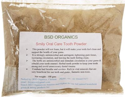 BSD Organics SmilY Oral care Tooth Powder/Palpodi/Dant powder for Strong teeth, Bad breath, Gum bleeding and more -100 grams