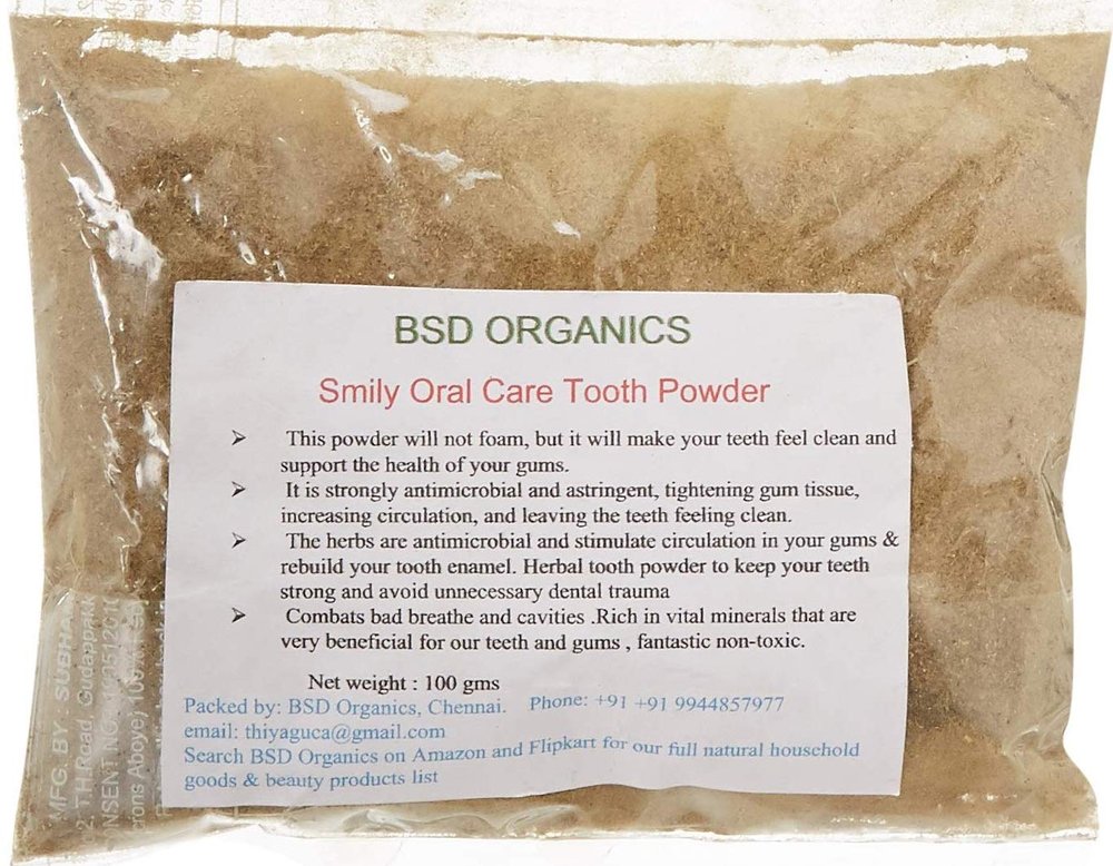 BSD Organics SmilY Oral care Tooth Powder/Palpodi/Dant powder for Strong teeth, Bad breath, Gum bleeding and more -100 grams