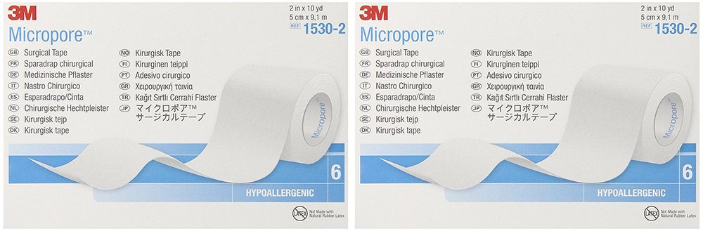 3M Micropore Tape 1530-2, 6 Rolls (2 Sets)
