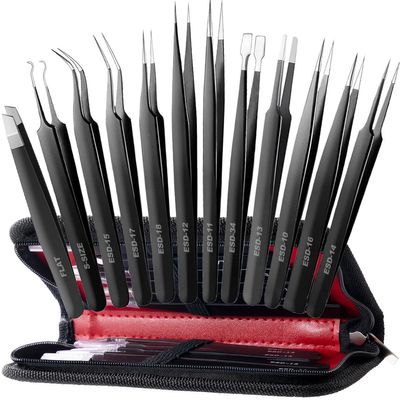 Antonki Precision Tweezer Set, 12 Pcs Multicolour (including Black) Stainless Steel Tweezers, Classic Style, Perfect for Hobby Craft, Soldering, Jewelry, Ingrown Hair Removal & More