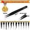 Antonki Precision Tweezer Set, 12 Pcs Multicolour (including Black) Stainless Steel Tweezers, Classic Style, Perfect for Hobby Craft, Soldering, Jewelry, Ingrown Hair Removal & More view 3