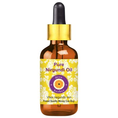 Deve Herbes Nirgundi Oil (Vitex negundo linn) with Glass Dropper | Infused | Pure | Non-Sticky | Fast Absorbing | For Massage Blends | Men & Women | Herbal Aroma | 100ml