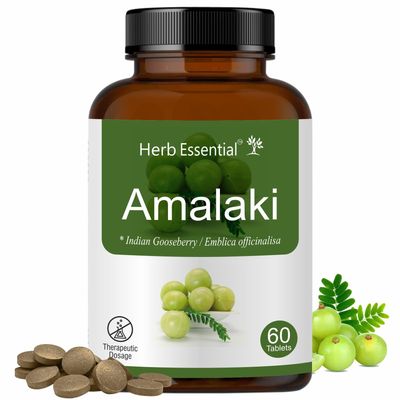 Herb Essential Amalaki (Indian Gooseberry) 500mg, 60 Tablets | Detoxifies Body | Rich In Vitamin C | Boosts Immunity | Improves Digestion (Pack of 1)