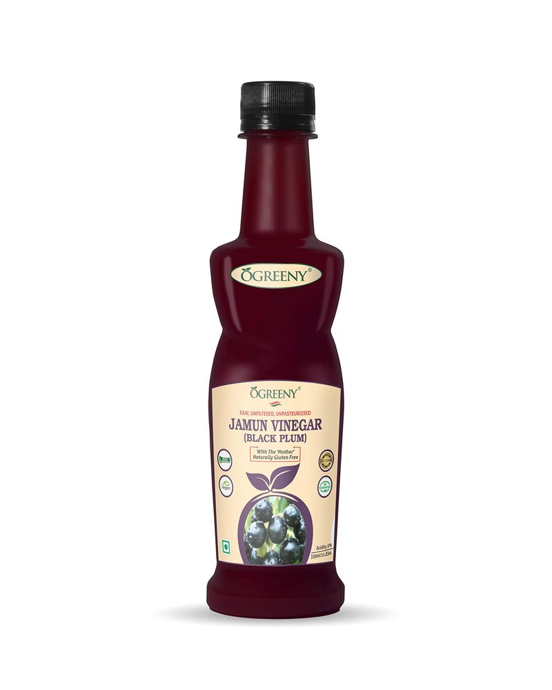 Ogreeny Jamun Vinegar Organic with Mother 350 ml - Raw, Unfiltered (Made with Organic Jamun Fruits)