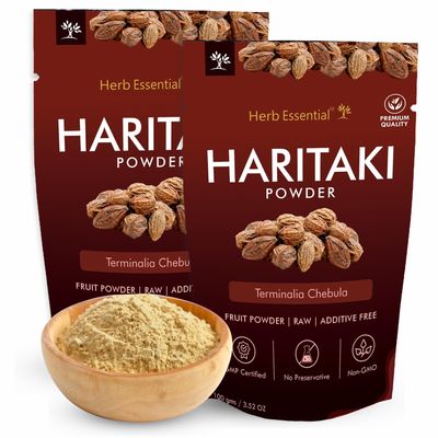 Herb Essential Pure Haritaki Powder, 200 g | 100% Pure Haritaki Powder | Internal Cleanser and Detoxifier | Constipation Relief, Immunity Booster (100g Pack of 2)