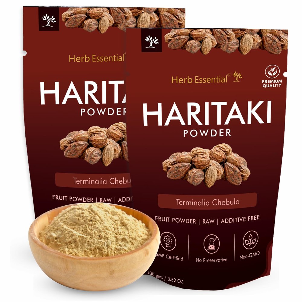 Herb Essential Pure Haritaki Powder, 200 g | 100% Pure Haritaki Powder | Internal Cleanser and Detoxifier | Constipation Relief, Immunity Booster (100g Pack of 2)
