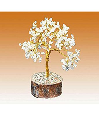 S.L Enterprises Stone Feng Shui Gemstone Crystal Bonsai Fortune Money Tree For Good Luck, Wealth & Prosperity Spiritual Gift, Standard, Clear, 1 Piece