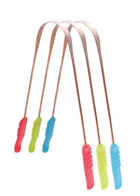 E Shopping Steel Tongue Cleaners Multicolored Handle - 12 Pieces