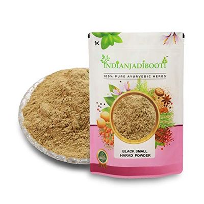 IndianJadiBooti Harad Kali Powder - Harad Choti Powder - Black Himej - Terminalia Chebula - Myrobalan, 400 Grams