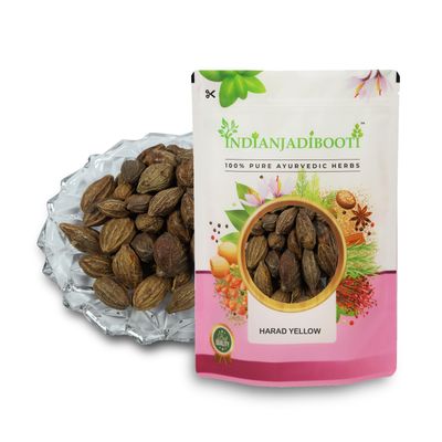 IndianJadiBooti Harad Badi Yellow Haritaki | Karakkaya | Yellow Terminalia Chebula | Kadukkai | Haritaki Natural | Inknut | Harad Badi Pili - Harad Big | 400 Grams Pack