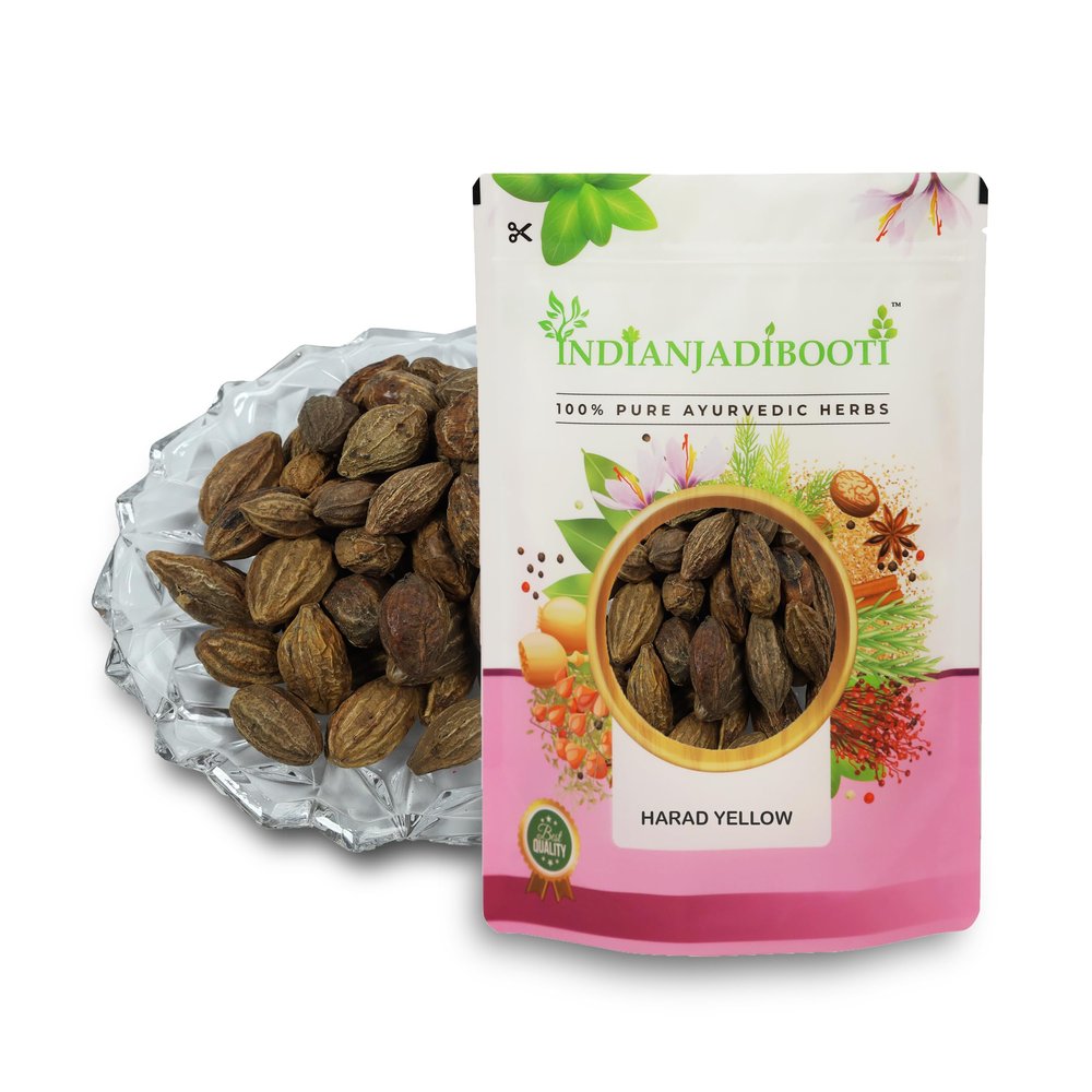 IndianJadiBooti Harad Badi Yellow Haritaki | Karakkaya | Yellow Terminalia Chebula | Kadukkai | Haritaki Natural | Inknut | Harad Badi Pili - Harad Big | 400 Grams Pack