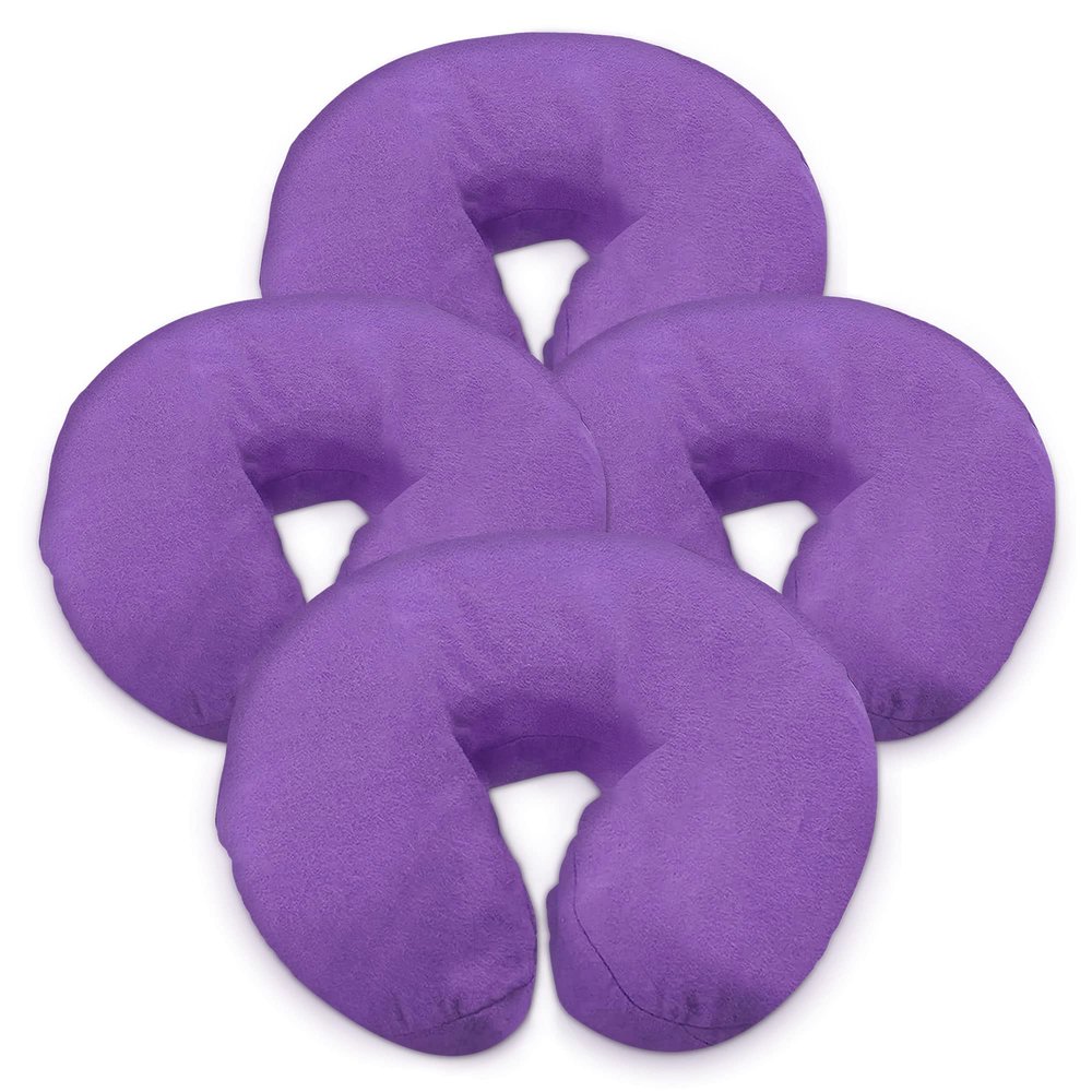 4, Lilac: London Linens Pack Of 4, Premium Extra Thick Flannel Massage Table Face Rest Cover Cozies, Includes 4Pcs (Lilac)