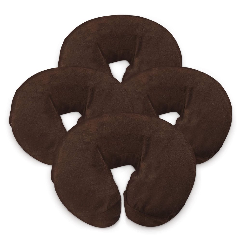 4, Mocha: London Linens Pack Of 4, Premium Extra Thick Flannel Massage Table Face Rest Cover Cozies, Includes 4Pcs (Mocha)