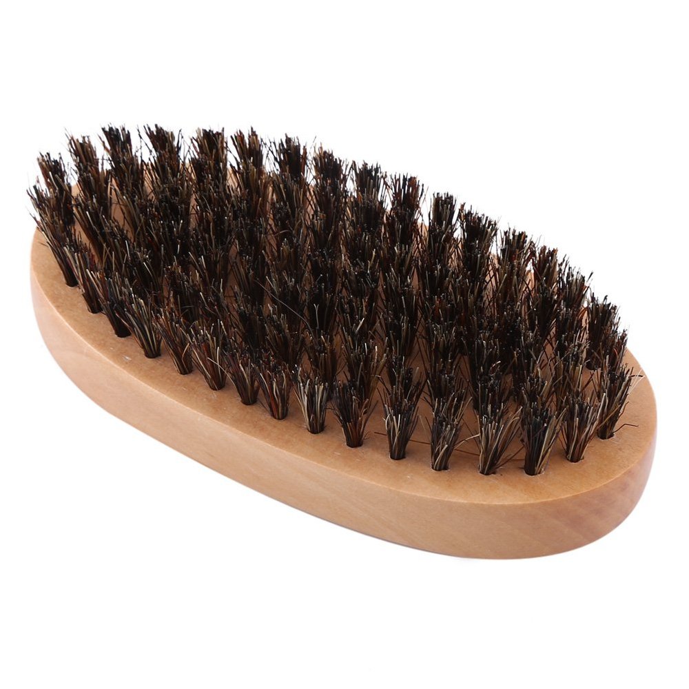 Beard Brush Men Natural Faux Boar Bristle Wood Handle Military Pocket Mustache Beard Grooming Comb Brush