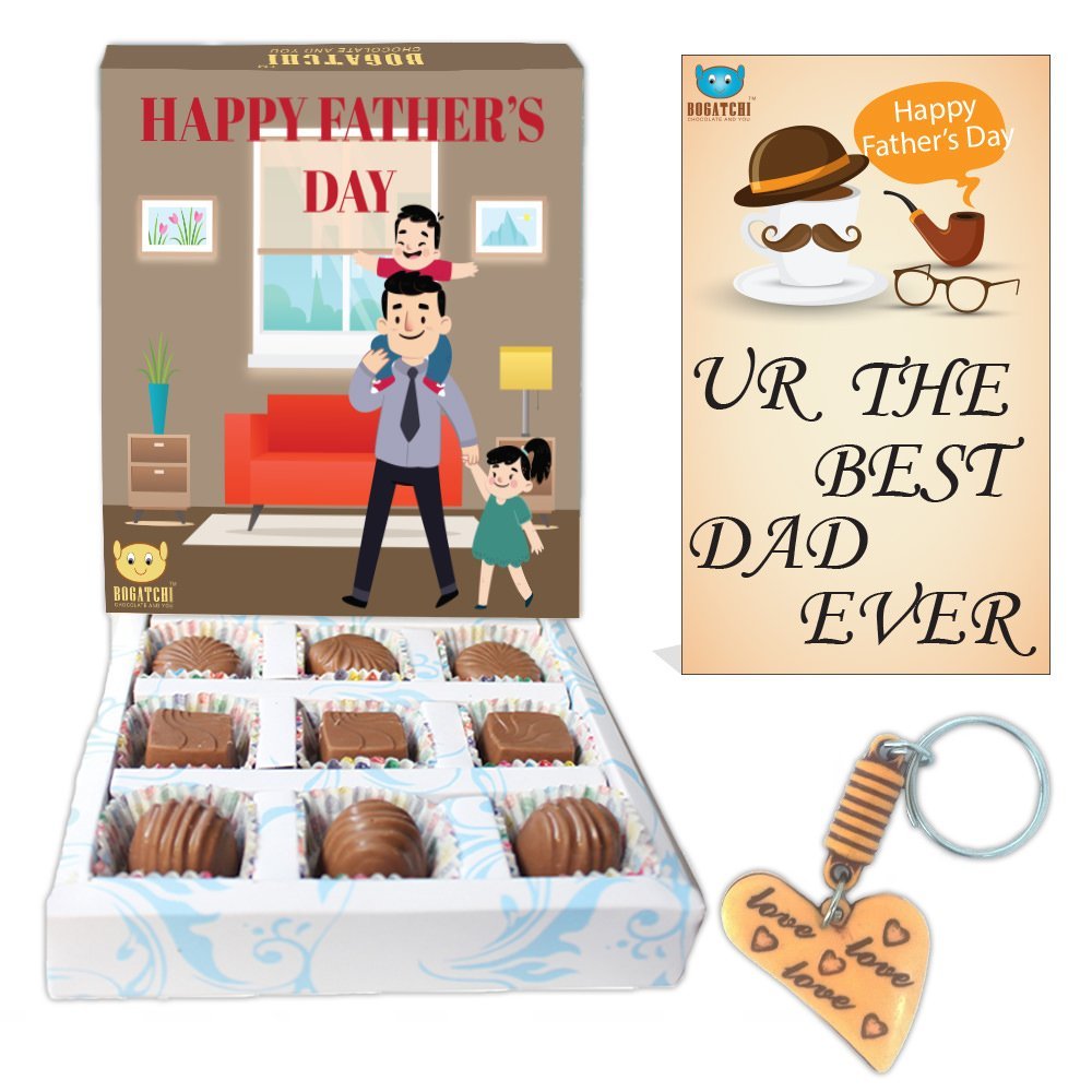BOGATCHI Happy Father's Day Gift , Best Fathers Day Gift from Daughter, 9 pcs + Free - Father's Day Greeting Card + Love Key Chain