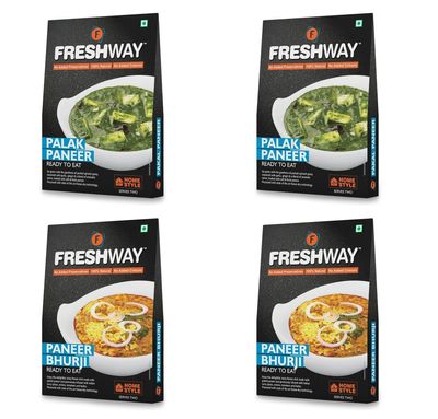 Freshway Freeze-Dried Palak Paneer and Paneer Bhurji | Ready-to-Eat Indian Meals | No Added Preservatives or Colors | Healthy Convenient Vegetarian Curry