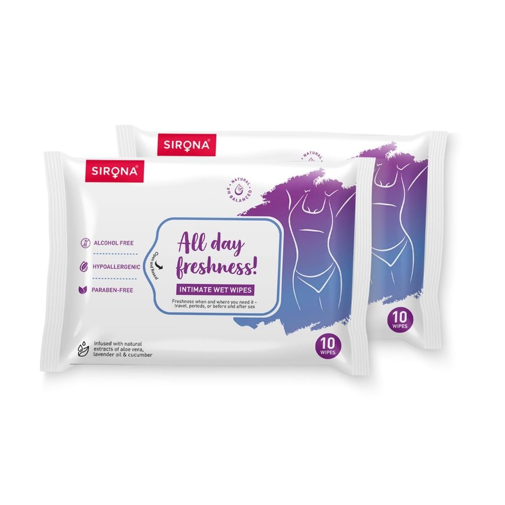 Sirona Intimate Wet Wipes - 10 Wipes, Pack Of 2