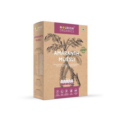 Nourish Organics Amaranth Muesli, Mild Sweet 280G Pack| Healthy And Nutritious Breakfast Cereals With Whole Nuts | No Refined Sugar | Clean Label