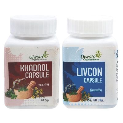 Ujwala Ayurvedashram KHADNOL+LIVCON CAPSULE (Pack of 60 caps + 60 caps)