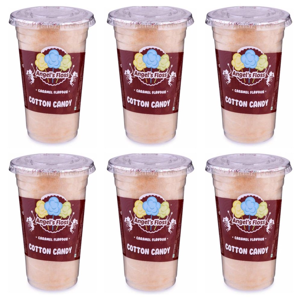Angels Floss Cotton Candy's / Candy Floss / Buddhi Ke Baal - Caramel Flavour - 30 GMS Each - Pack of 6 Units