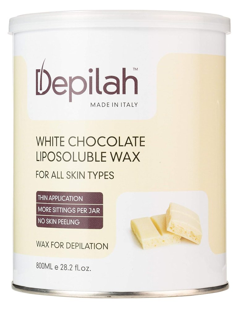 DEPILAH Liposoluble Wax for Women | 800ml White Chocolate Face Wax for Women | Stripless Wax for Bikini, Underarm & Full Body | Peel Off Wax | Vegan & Easy to Use