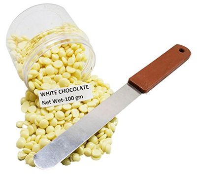 No Strip White Chocolate Flavor Depilatory Wax Pearl Hair Removal Hot Wax Beans, 100 grams With Plastic Knife