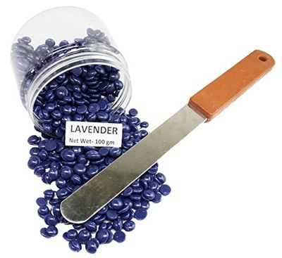 No Strip Lavender Flavor Depilatory Wax Pearl Hair Removal Hot Wax Beans, 100 grams With Plastic Knife