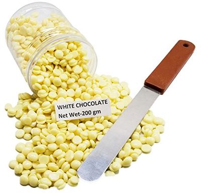 No Strip White Chocolate Flavor Depilatory Wax Pearl Hair Removal Hot Wax Beans, 200 grams With Plastic Knife