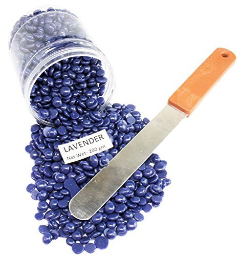 No Strip Lavender Flavor Depilatory Wax Pearl Hair Removal Hot Wax Beans, 200 grams With Plastic Knife
