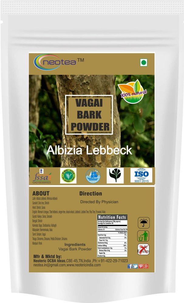 Neotea Vagai Bark Powder | Albizia Lebbeck Pattai | Ambuvagina Powder | Siridam, Sara, Padeli, Adri | Natural Ayurvedic Herbal Supplement | Supports Respiratory Health & Skin Care | 100% Pure & Organic -500 GM