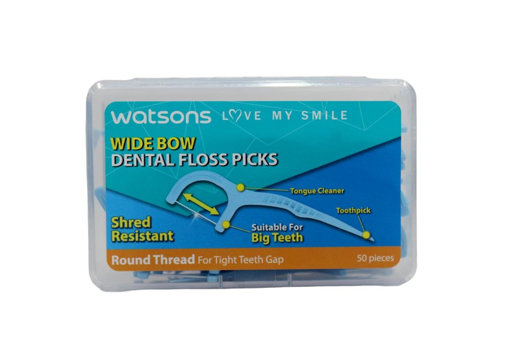 Watsons Dental Floss Round Thread SHRED RESISENT Wide Bow 50 Picks