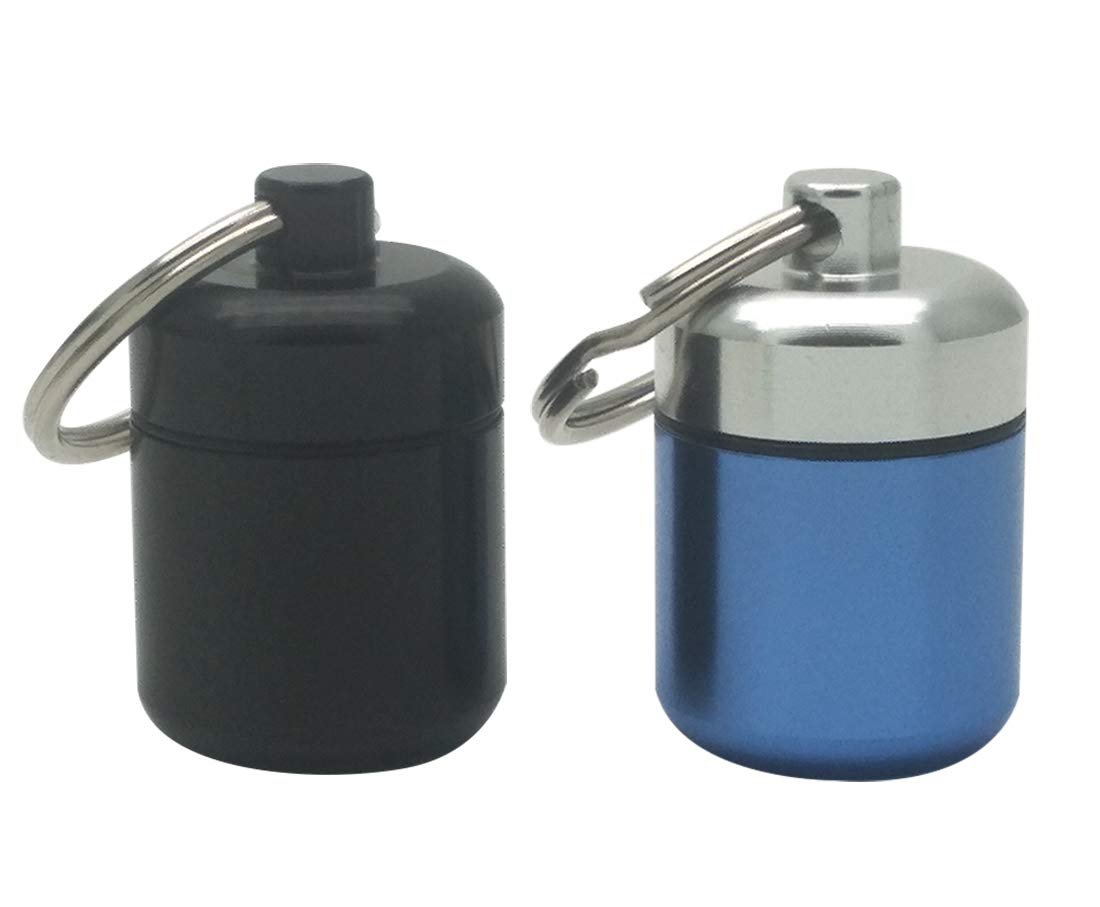 2 Packs Aluminum Pill Container Keychain and Earplugs Casing Box Small and Cute