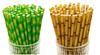 YEHAM 100 Pc 2 Different colors Biodegradable Bamboo Print Paper Drinking Straws for Juices Shakes Birthday Wedding Party Supplies view 1