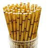YEHAM 100 Pc 2 Different colors Biodegradable Bamboo Print Paper Drinking Straws for Juices Shakes Birthday Wedding Party Supplies view 3