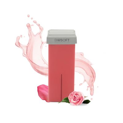 Biosoft Pink roll-on cream wax cartidge 100ml with Glyceryl Rosinate a skin conditioning agent, Mineral Oil and Titanium Dioxide for protection from UVA, UVB radiation perfect for sensitive skin