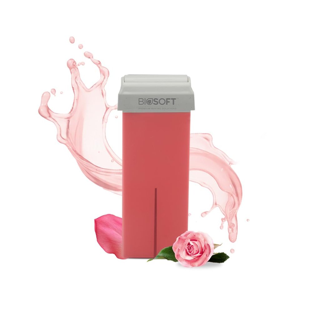Biosoft Pink roll-on cream wax cartidge 100ml with Glyceryl Rosinate a skin conditioning agent, Mineral Oil and Titanium Dioxide for protection from UVA, UVB radiation perfect for sensitive skin