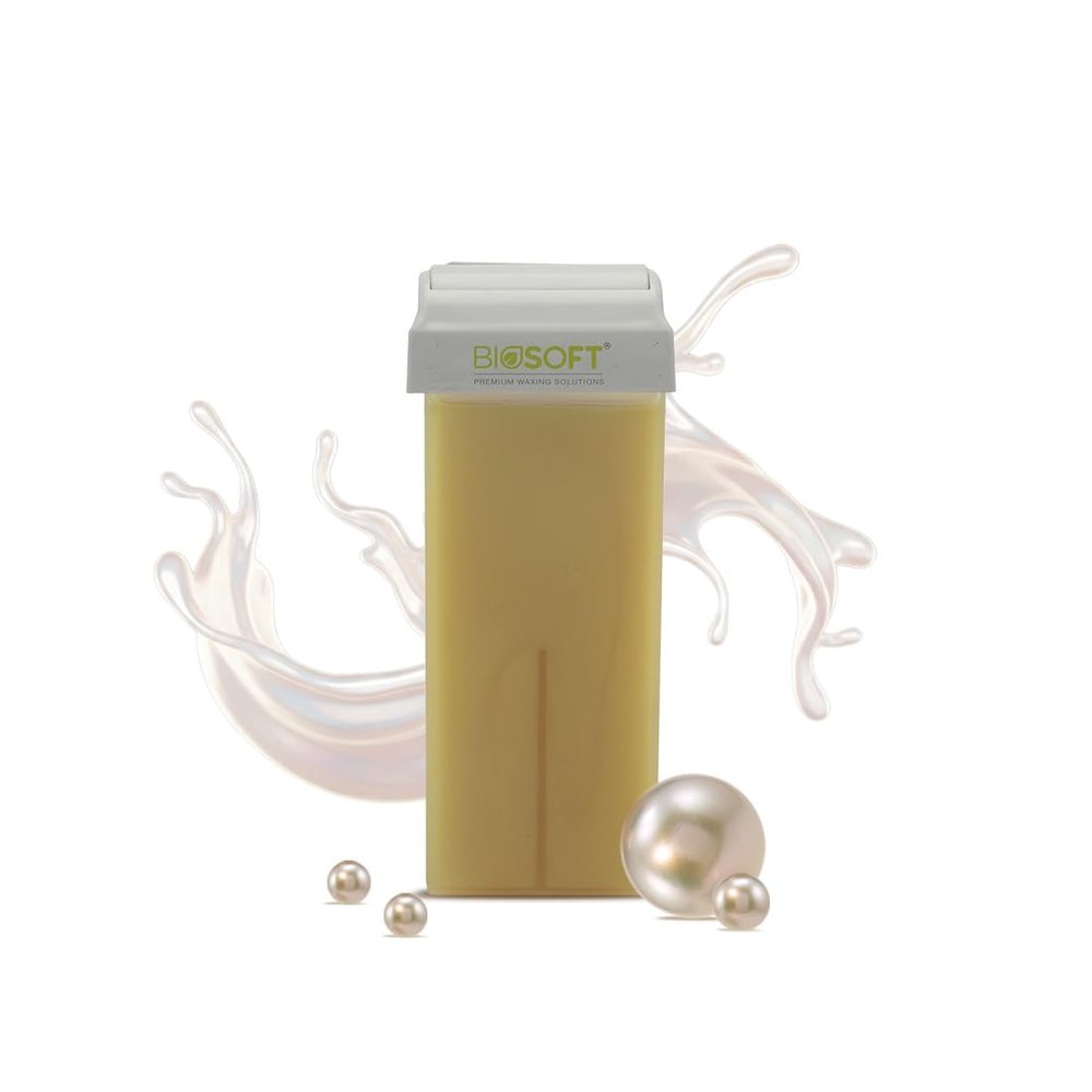 Biosoft Pearl roll-on cream wax cartidge 100ml with Glyceryl Rosinate a skin conditioning agent, Mineral Oil and Titanium Dioxide for protection from UVA, UVB radiation perfect for sensitive skin