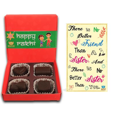 BOGATCHI Rakhi Gift for Sister , Rakhi Special Chocolates, 4pcs, + Free Rakhi Greeting Card