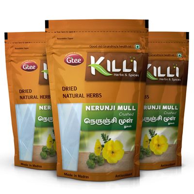 KILLI Gokshura | Nerunji mull | Gokhru | Tribulus terrestris | Nerinjil Crushed, 100g (Pack of 3)